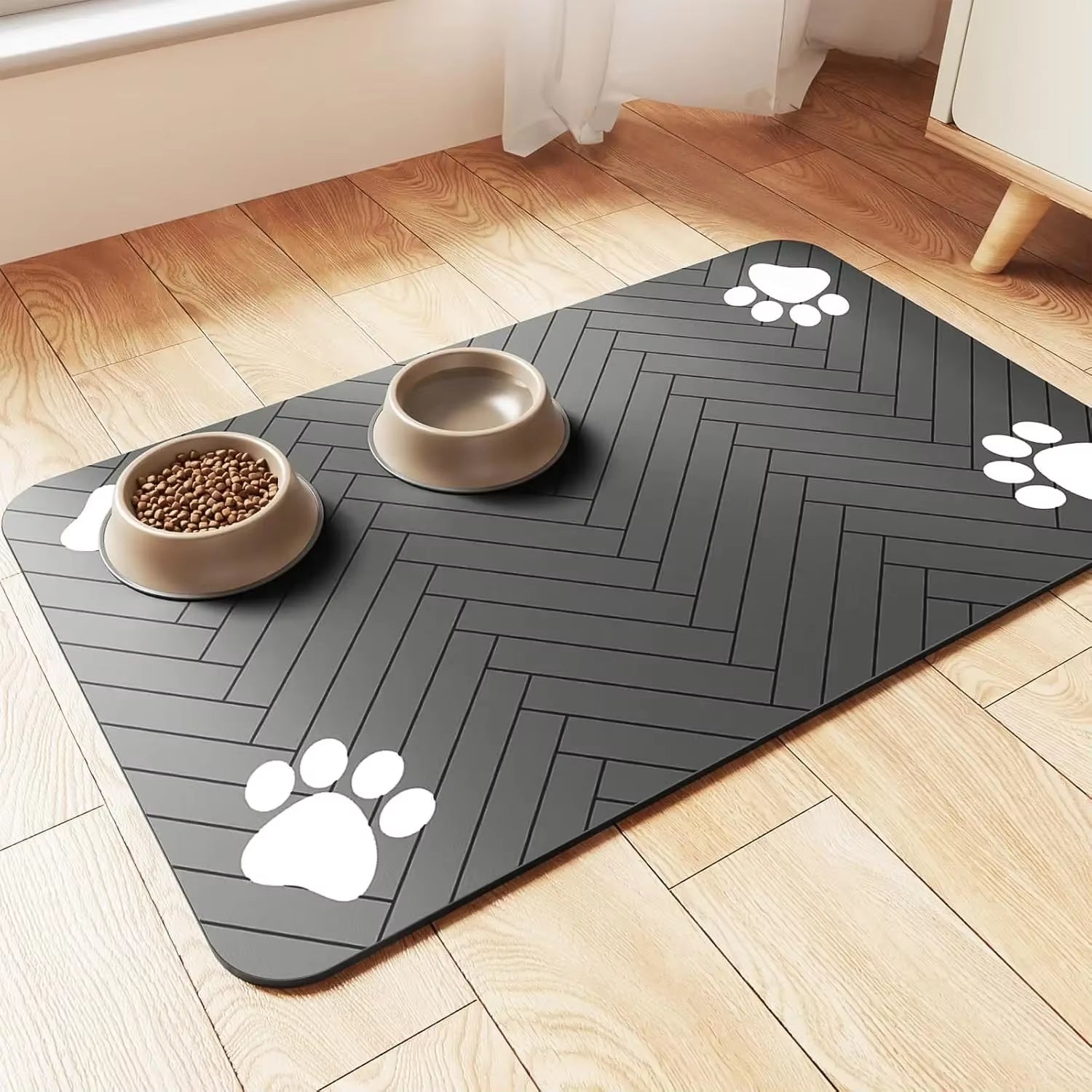Pet Placemat Quick Dry Waterproof Floor Mats for Dog Feeder Bowl Pad No Stains Non-Slip Cat Dog Winter Drinking Feeding Placemat