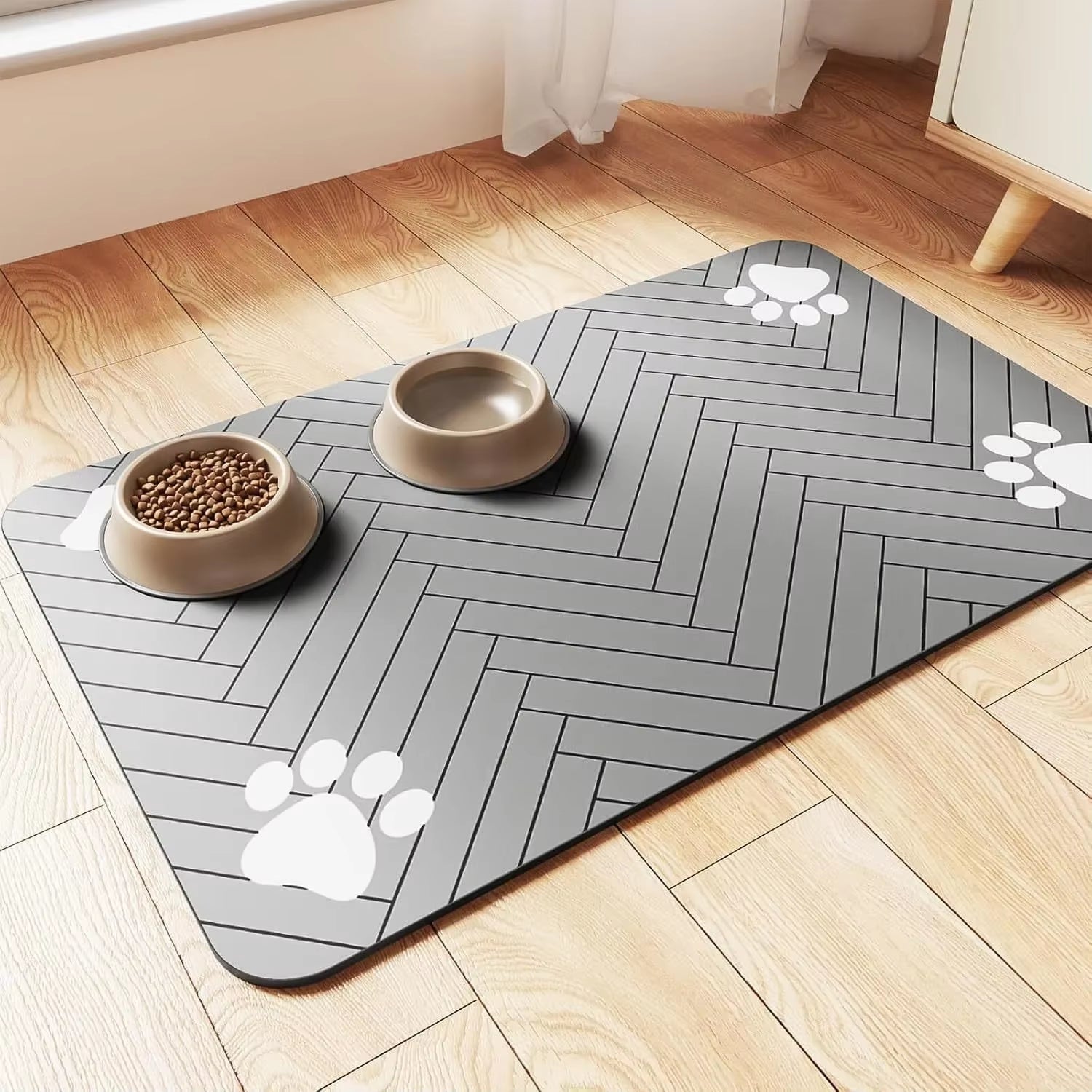 Pet Placemat Quick Dry Waterproof Floor Mats for Dog Feeder Bowl Pad No Stains Non-Slip Cat Dog Winter Drinking Feeding Placemat