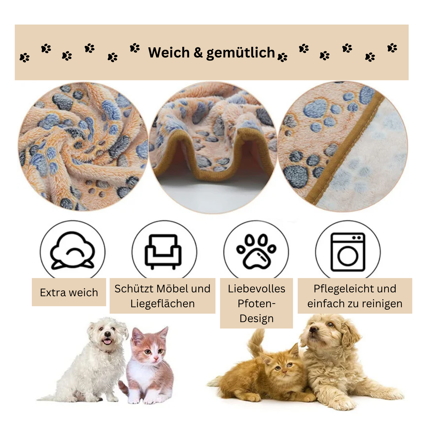 Kuscheldecke für Hunde und Katzen